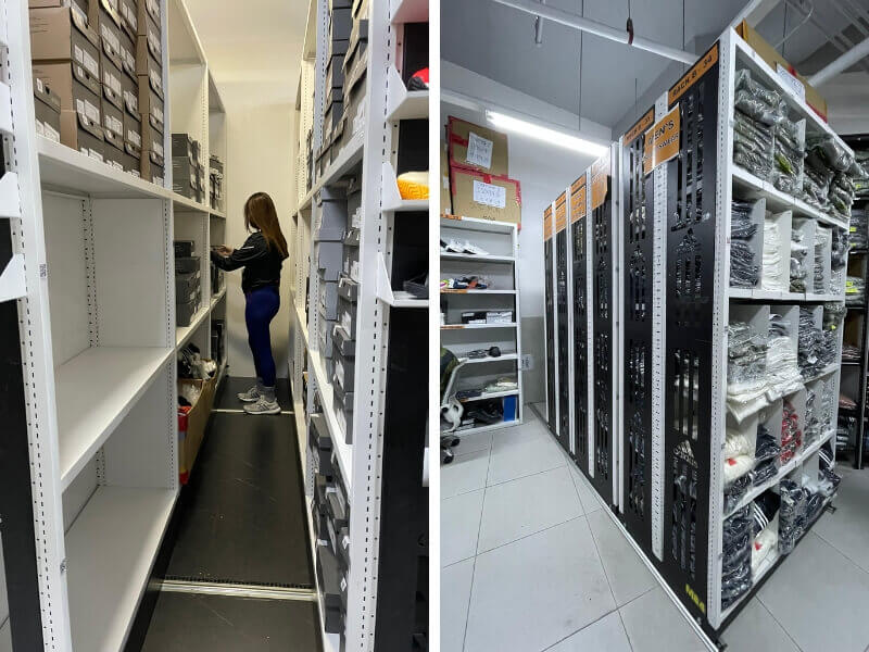 mobile shelving to increase in store storage capacity