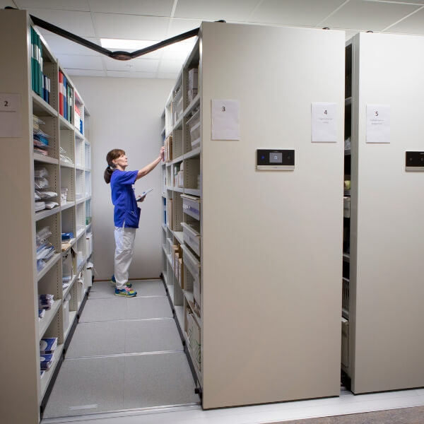 hospital space saving furniture mobile shelving